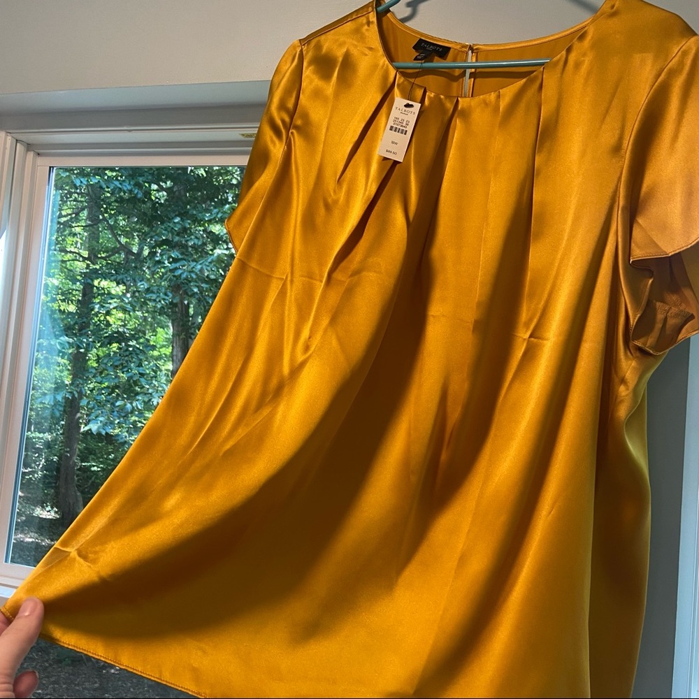 NWT Talbots Gold 100% Silk Blouse Shirt - Picture 3 of 6